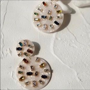 Anthropologie Crystal Drop Round Earrings